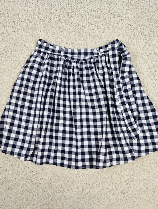 Modcloth Dresses & Skirts - Mod Cloth Pleated Skirt Mini Gingham Blue White Belt Pocket Lightweight Womens L